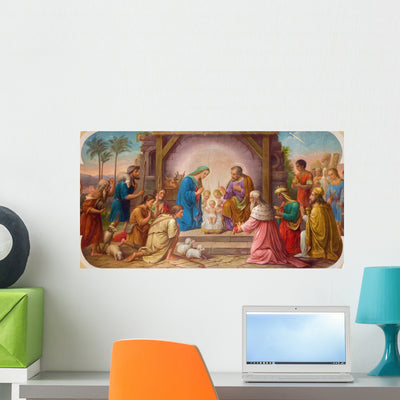 Vienna - Fresco Of Nativity Scene In Erloserkirche Church. Wall Decal shown on a wall