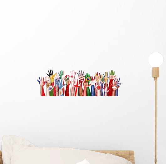 Flag Hands Diversity Wall Decal
