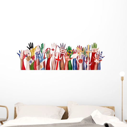 Flag Hands Diversity Wall Decal