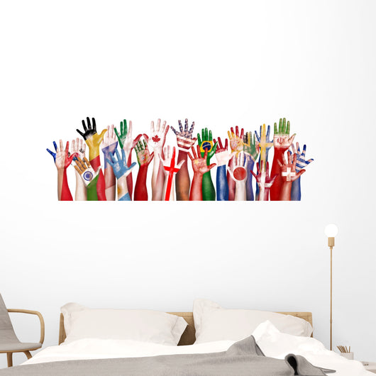 Flag Hands Diversity Wall Decal