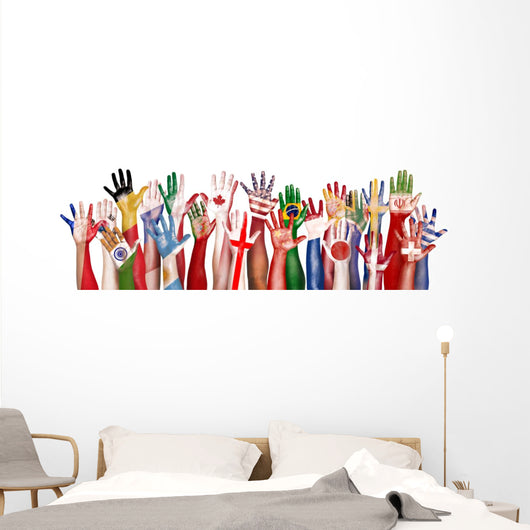 Flag Hands Diversity Wall Decal