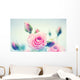 Beautiful pink roses. Vintage styled card design Wall Decal
