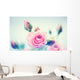 Beautiful pink roses. Vintage styled card design Wall Decal