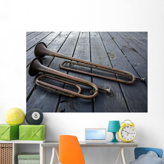 Two brass bugles Wall Decal