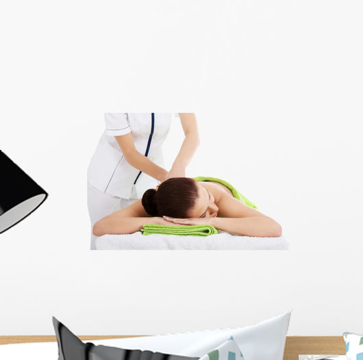 Girl on a stone therapy, hot stone massage Wall Decal