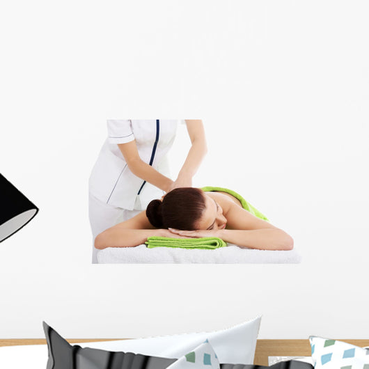 Girl on a stone therapy, hot stone massage Wall Decal