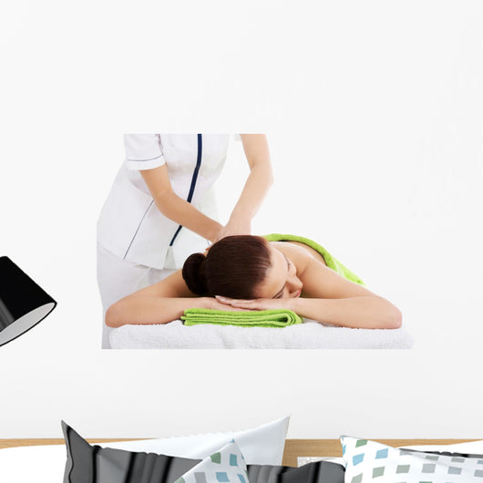 Girl on a stone therapy, hot stone massage Wall Decal