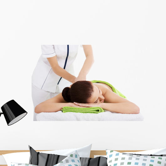 Girl on a stone therapy, hot stone massage Wall Decal