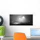 Black and white street at night with fog Wall Decal