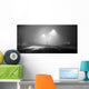 Black and white street at night with fog Wall Decal