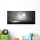 Black and white street at night with fog Wall Decal