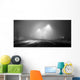 Black and white street at night with fog Wall Decal