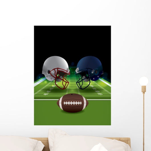 decoratimg with football helmets American Football Helmets Clashing On Football Field Wall Decal