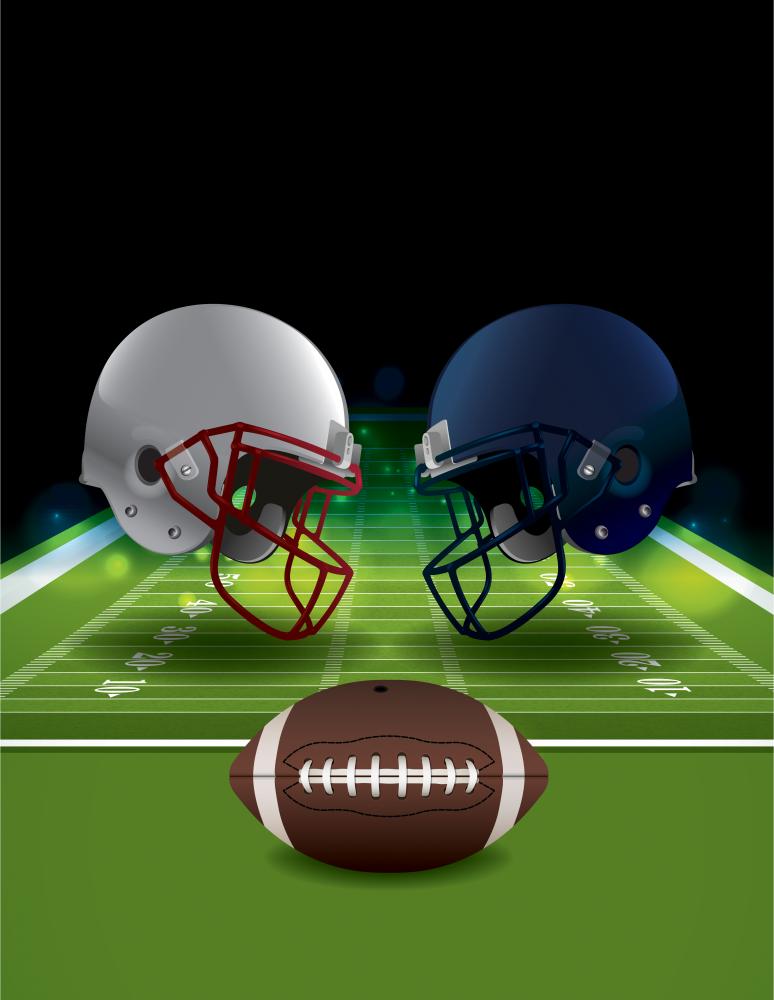 football and helmet American Football Helmets Clashing On Football Field Wall Decal
