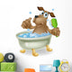 Dog Bubble Bath Cartoon Wall Decal