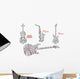 Guitar, violin and saxophone with notes or tag clouds Wall Decal