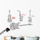 Guitar, violin and saxophone with notes or tag clouds Wall Decal