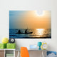 The silhouette of rowing boat Wall Decal