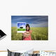 young woman smiling holding single polaroid film strip Wall Decal