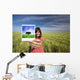 young woman smiling holding single polaroid film strip Wall Decal