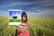 young woman smiling holding single polaroid film strip Wall Decal