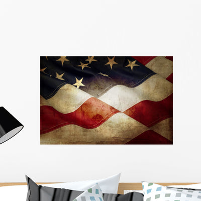 American Flag Wall Decal shown on a wall
