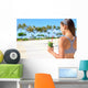 Woman drinking vegetable Green detox smoothie Wall Decal