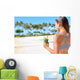 Woman drinking vegetable Green detox smoothie Wall Decal