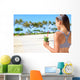 Woman drinking vegetable Green detox smoothie Wall Decal