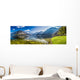 Big panorama of crystal clear mountain lake in Alps Wall Decal