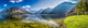 Big panorama of crystal clear mountain lake in Alps Wall Decal