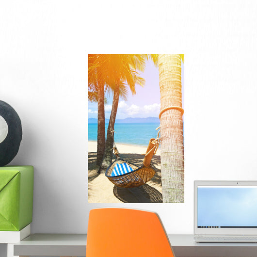Hammock on the tropical white beach Wall Decal