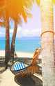 Hammock on the tropical white beach Wall Decal