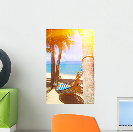 Empty hammock between palms trees Wall Decal