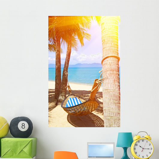 Empty hammock between palms trees Wall Decal