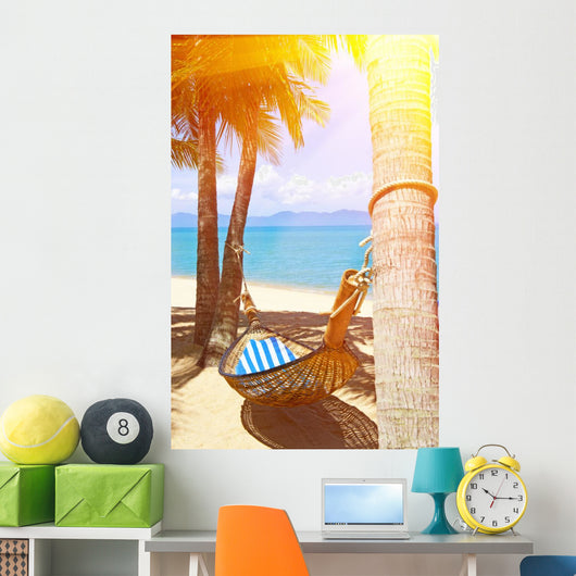 Empty hammock between palms trees Wall Decal