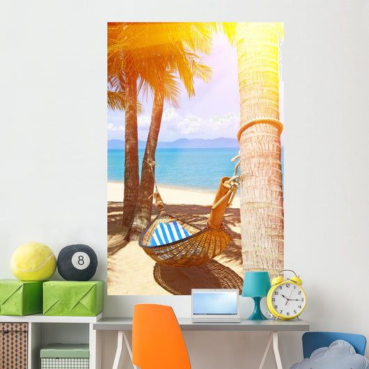 Empty hammock between palms trees Wall Decal