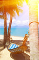 Empty hammock between palms trees Wall Decal