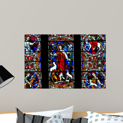 Stained Glass Window Wall Decal shown on a wall