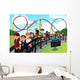 Children waiting in line for a roller coaster ride Wall Decal