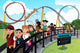 Children waiting in line for a roller coaster ride Wall Decal