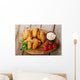 Fried chicken wings with sauce and tomatoes Wall Decal