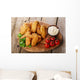 Fried chicken wings with sauce and tomatoes Wall Decal