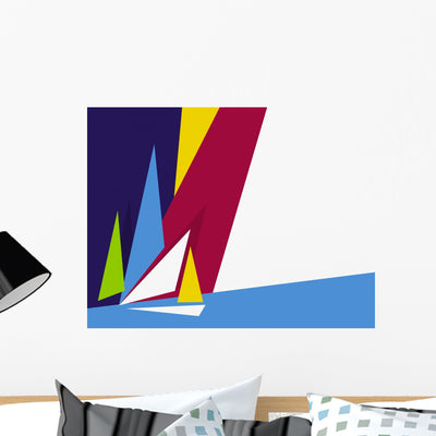 Abstract Sailing Wall Decal shown on a wall