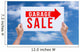Two hands holding brown cardboard with garage sale on blue sky b Wall Decal