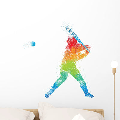Baseball Art 4 Wall Decal shown on a wall