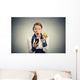 shocked business woman looking at phone seeing bad news Wall Decal