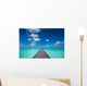 Wooden pier with blue sea and sky background Wall Decal