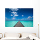 Wooden pier with blue sea and sky background Wall Decal
