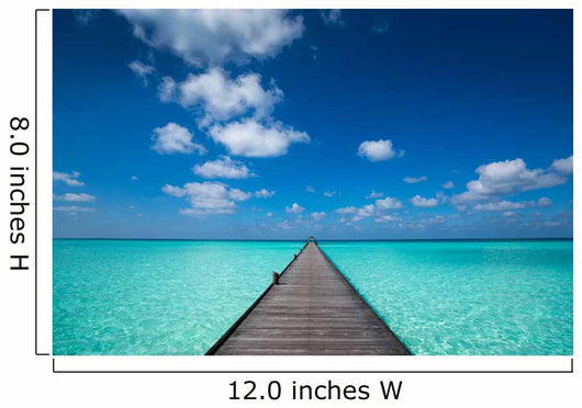 Wooden pier with blue sea and sky background Wall Decal